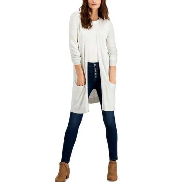 Style & Co Open-Front Cardigan Winter White S - Picture 3 of 6